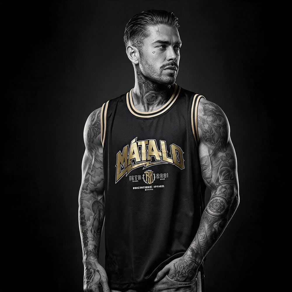 Camiseta Basket Metal detalle oro mate