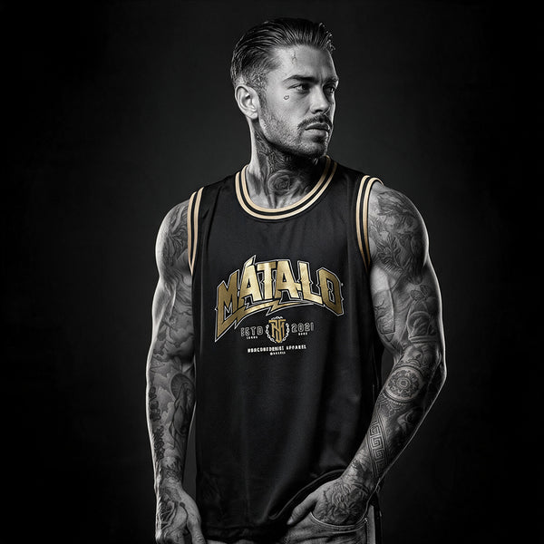 Camiseta Basket Metal detalle oro mate