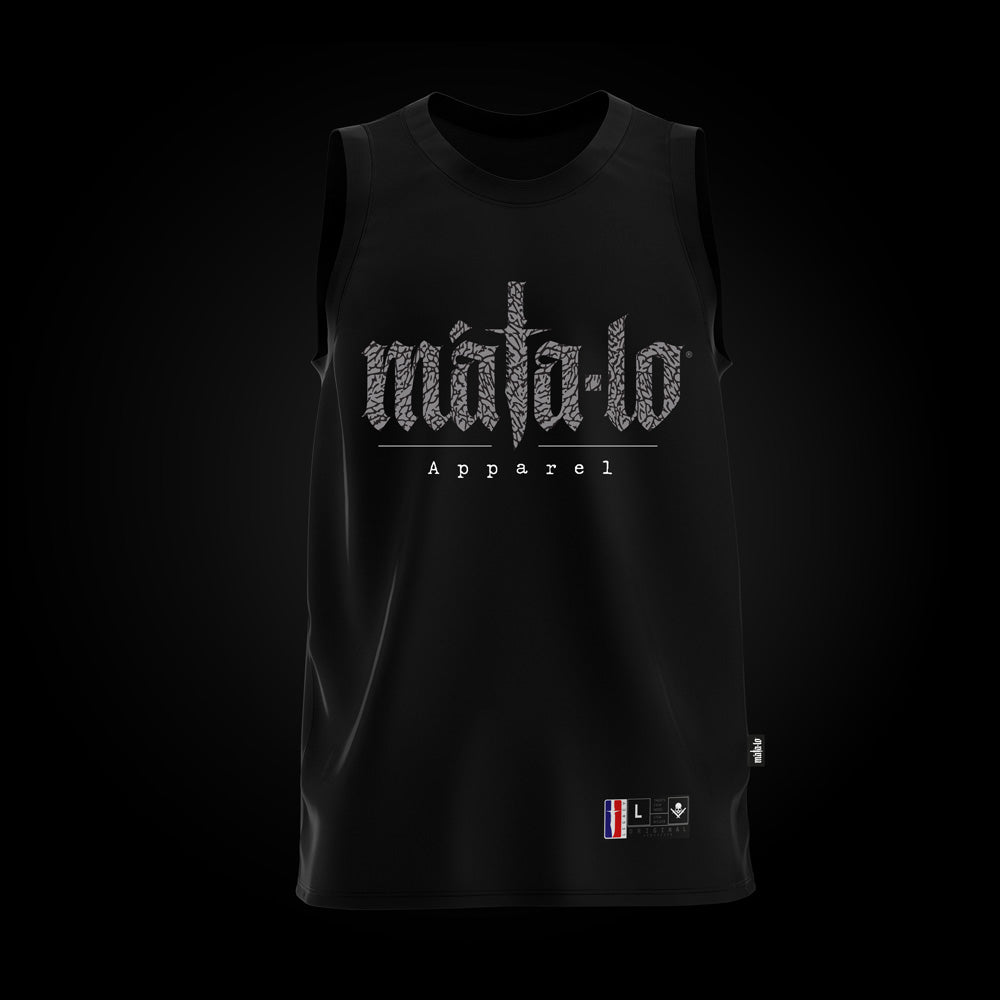 Camiseta basket tiranta negra Animal Print estampado elefante, frontal
