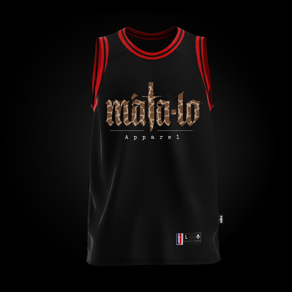 Camiseta basket tiranta roja Animal Print estampado jirafa, frontal