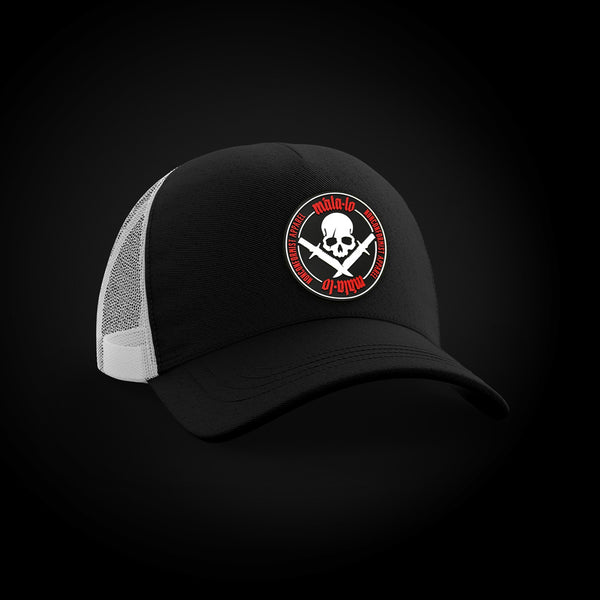 Gorra Trucker Emblema Negro/Blanco frontal