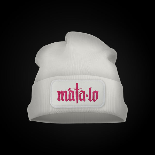 Gorro de Lana blanco con logo magenta