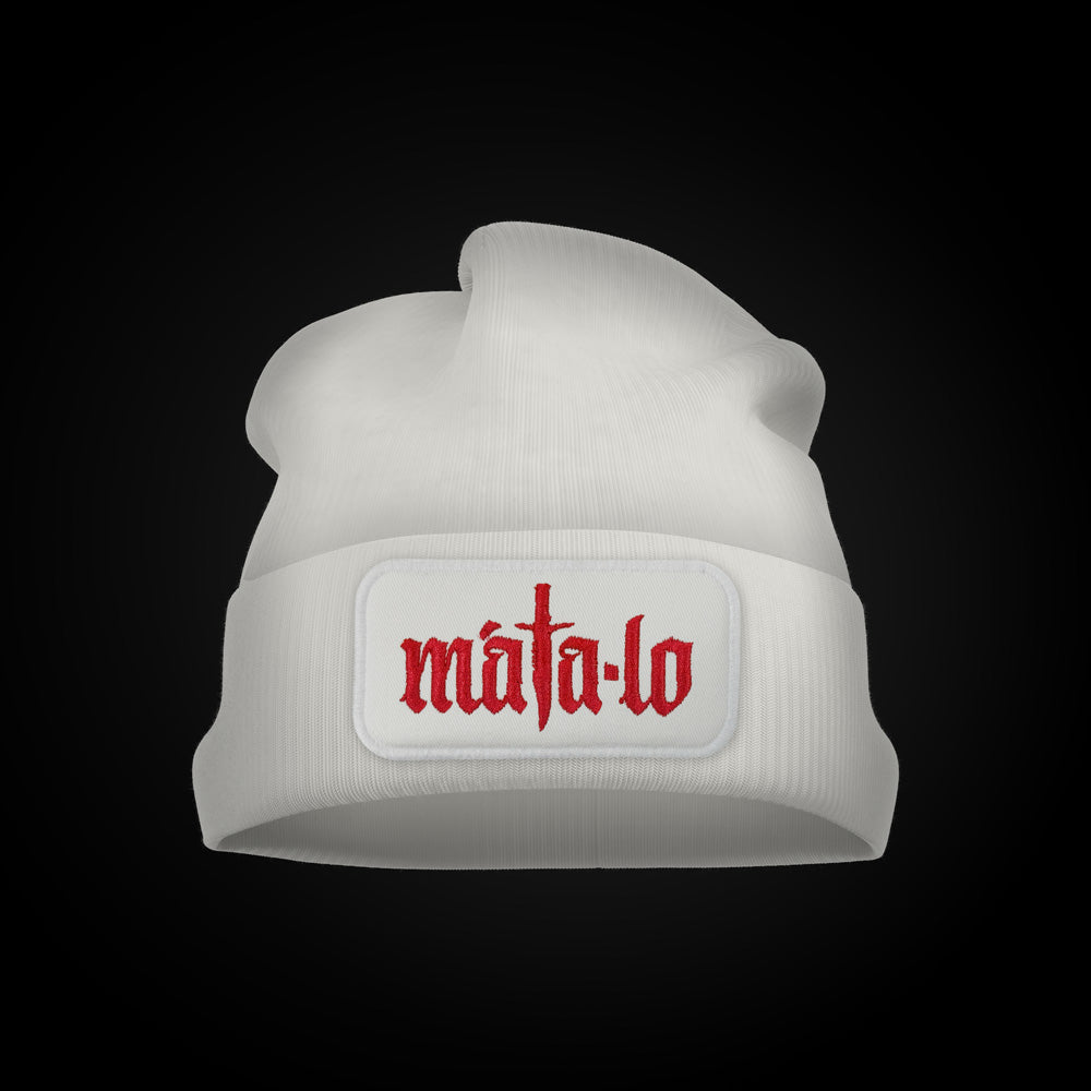 Gorro de Lana blanco con logo rojo