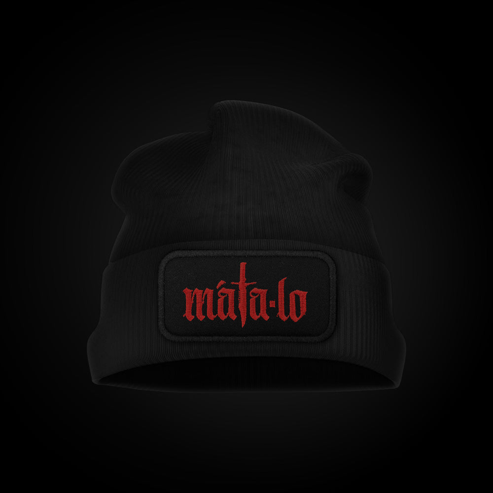 Gorro de Lana negro con logo rojo Imagem principal do produto