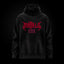 Sudadera oversize con capucha 666 en negro, frontal