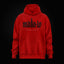 Sudadera oversize con capucha Iconic Máta-lo Negro en rojo, frontal