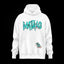 Sudadera oversize con capucha Zombie en blanco, frontal