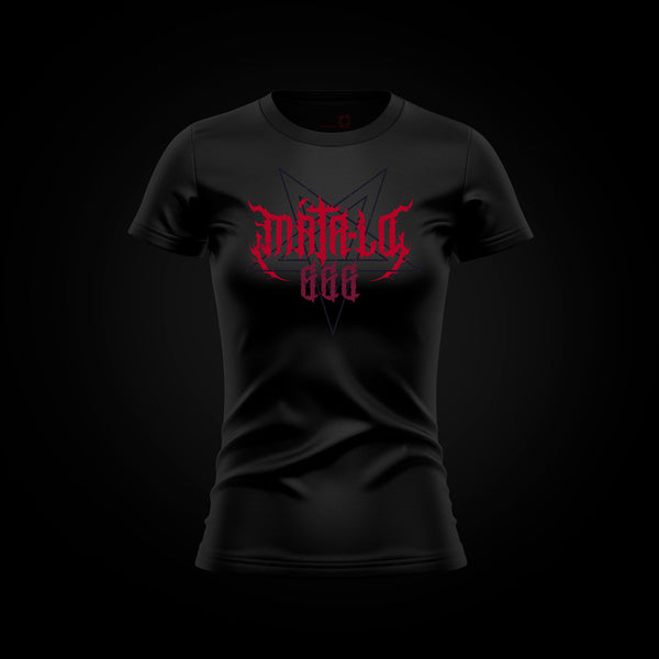 Camiseta entallada de mujer 666 en negro, espalda