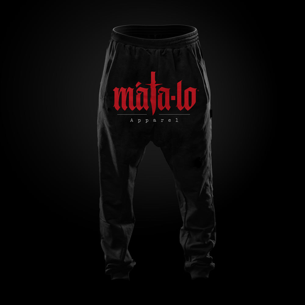 Pantalón Largo Baggy negro con logo rojo