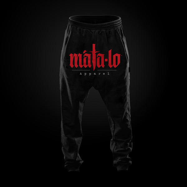 Pantalón Largo Baggy negro con logo rojo