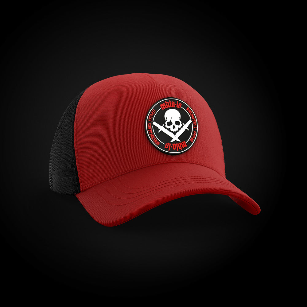 Gorra Trucker Emblema Negro/Rojo frontal