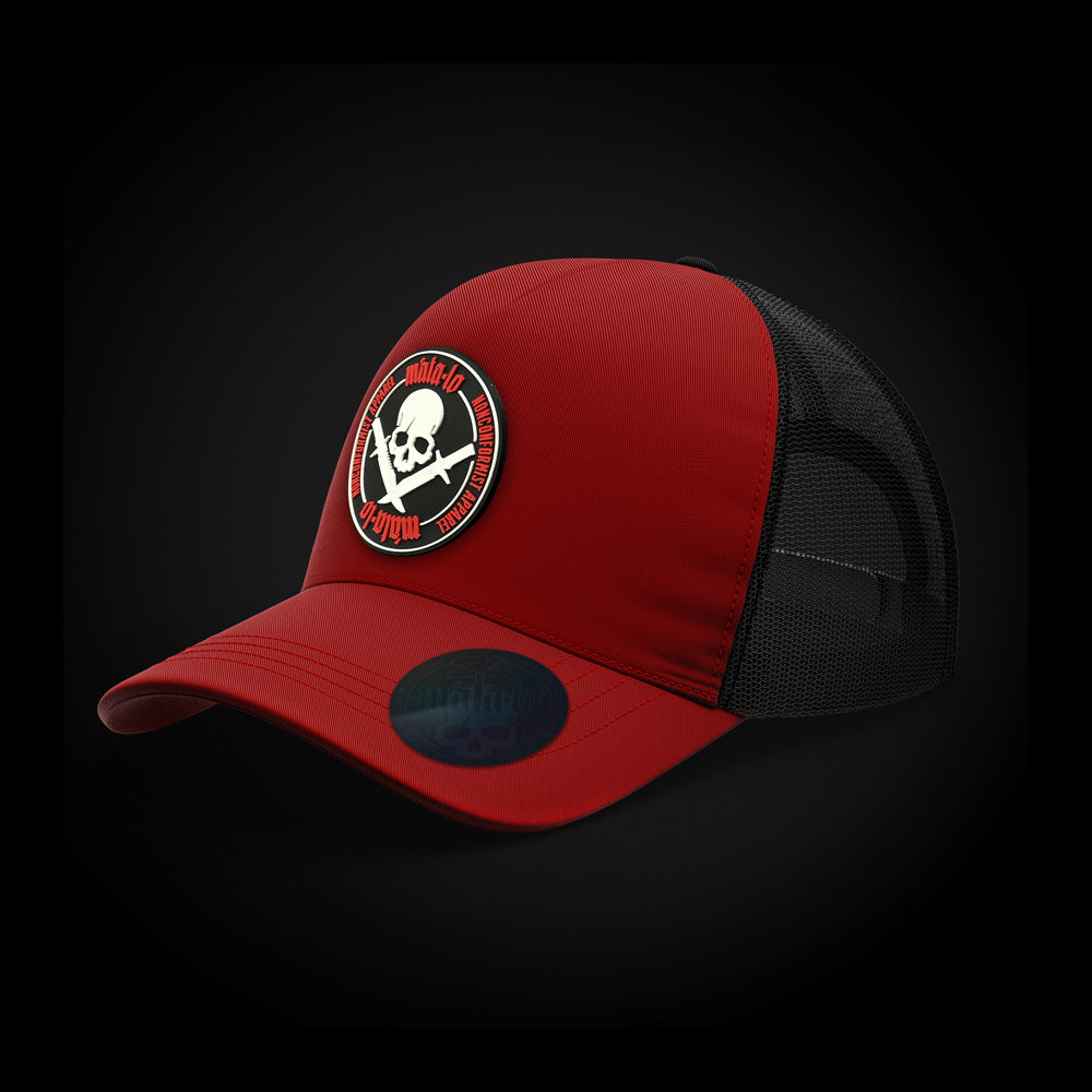 Gorra Trucker Emblema Negro/Rojo lateral