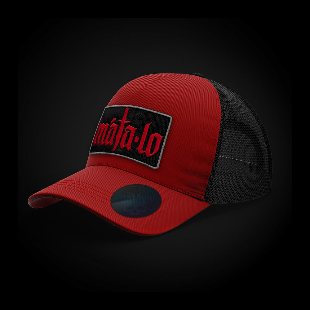 Gorra Trucker Parche Negro/Rojo lateral