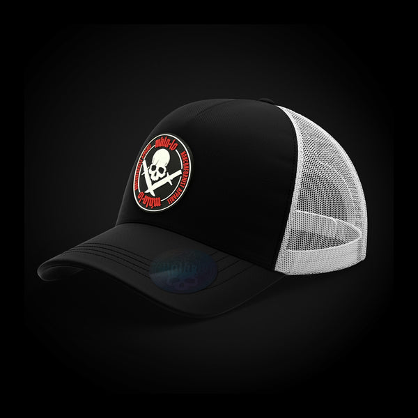 Gorra Trucker Emblema Negro/Blanco lateral