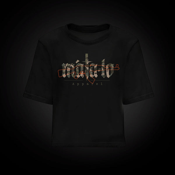 Camiseta croptop Máta-lo AK47 en verde, frontal