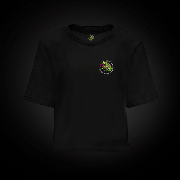 Camiseta croptop Broken Bones 2 en negro, frontal