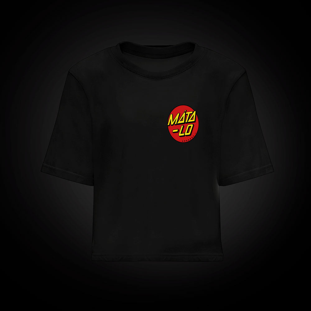 Camiseta croptop Retro Santa en negro, frontal Imagen principal del producto