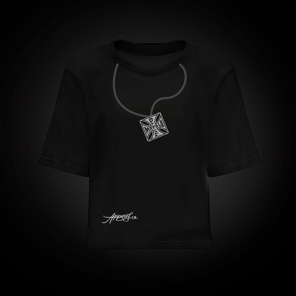 Camiseta croptop WestCoast en negro, frontal Imagen principal del producto