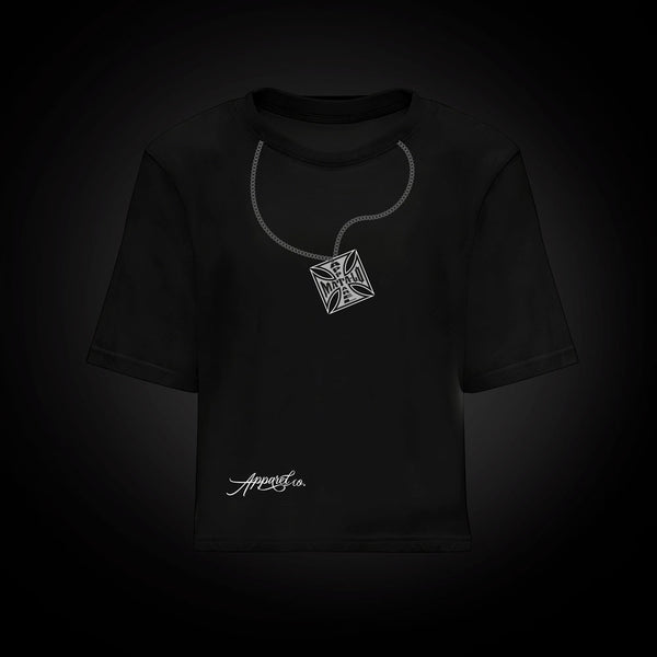 Camiseta croptop WestCoast en negro, frontal