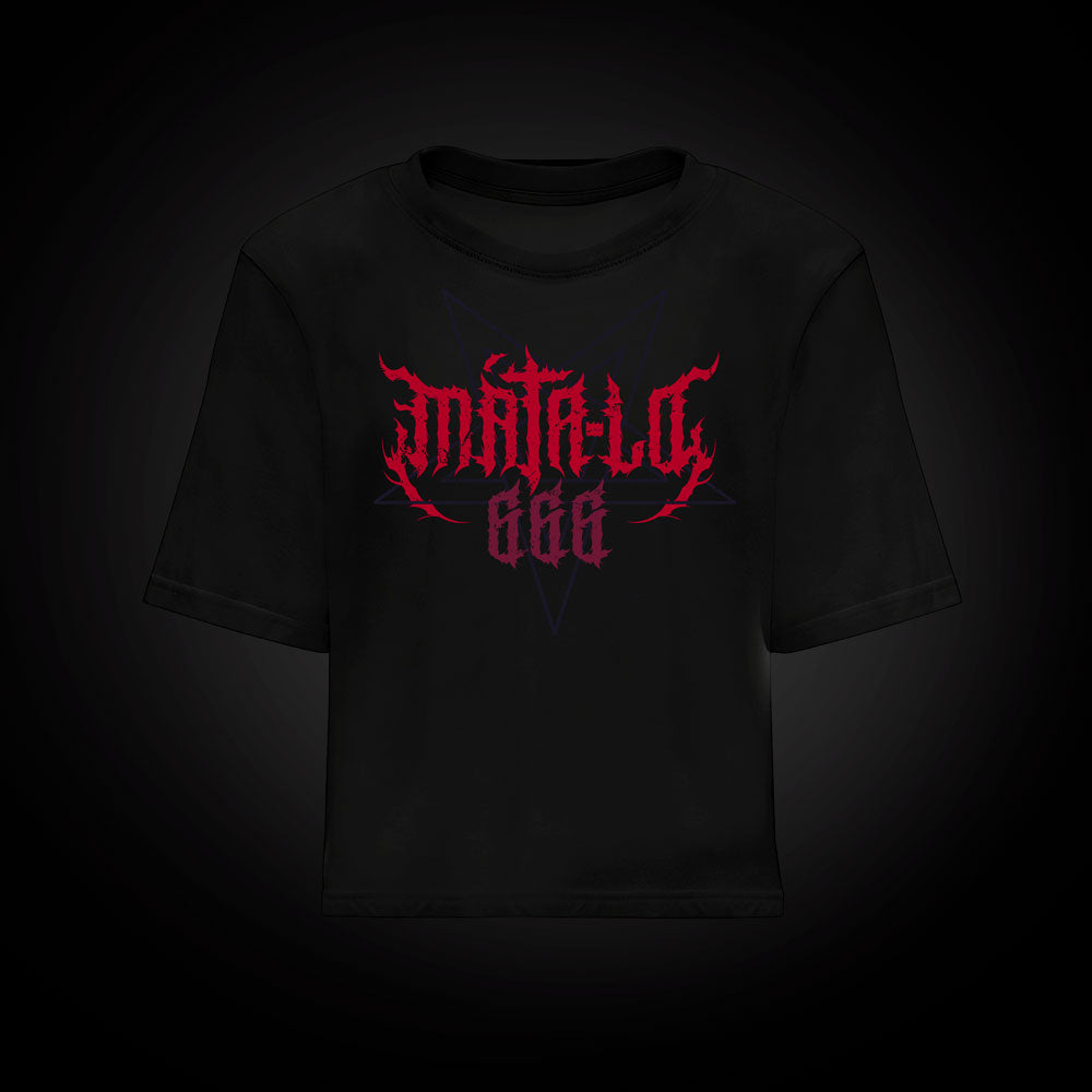 Camiseta croptop 666 en negro, frontal Imagen principal del producto