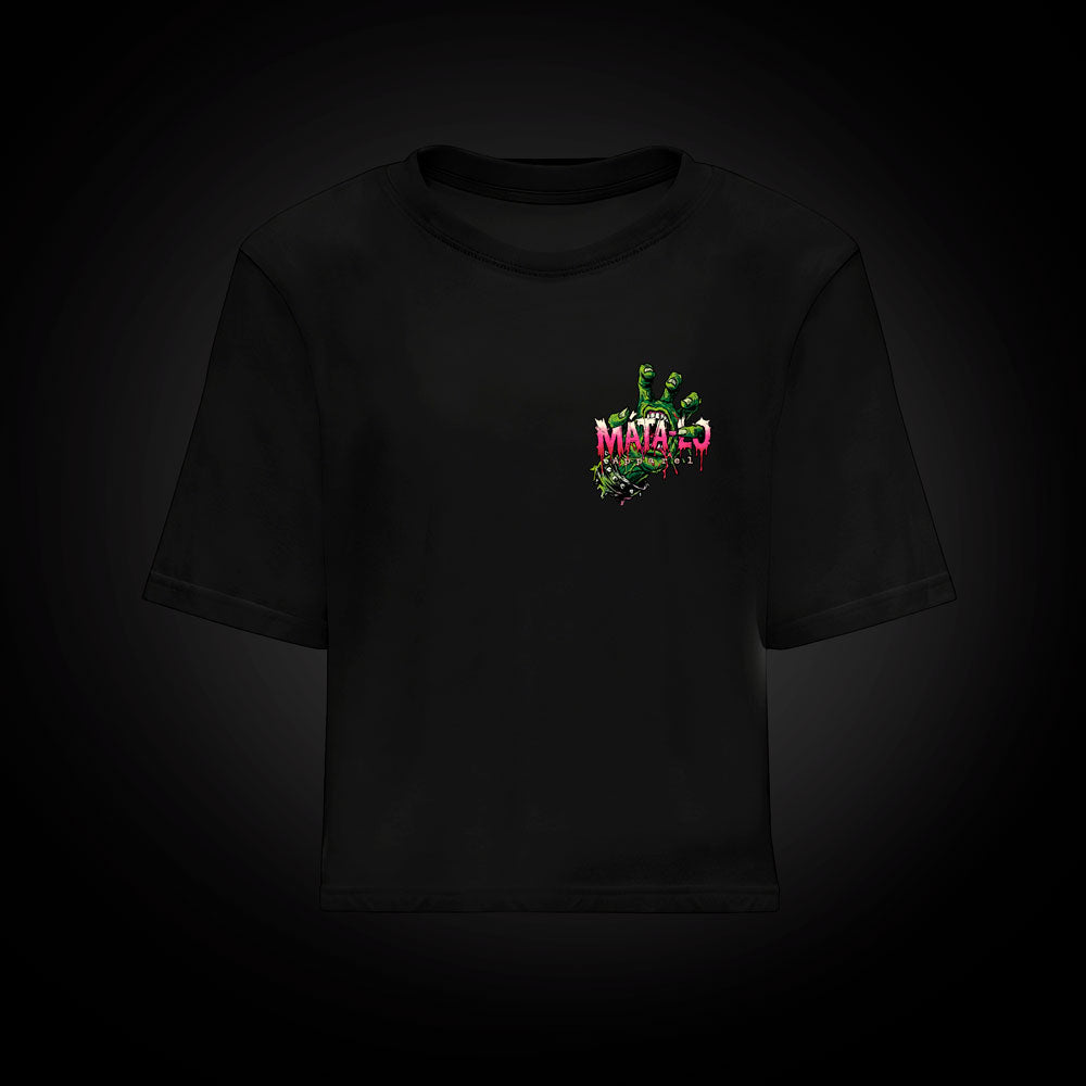 Camiseta croptop Hand en negro, frontal Imagen principal del producto