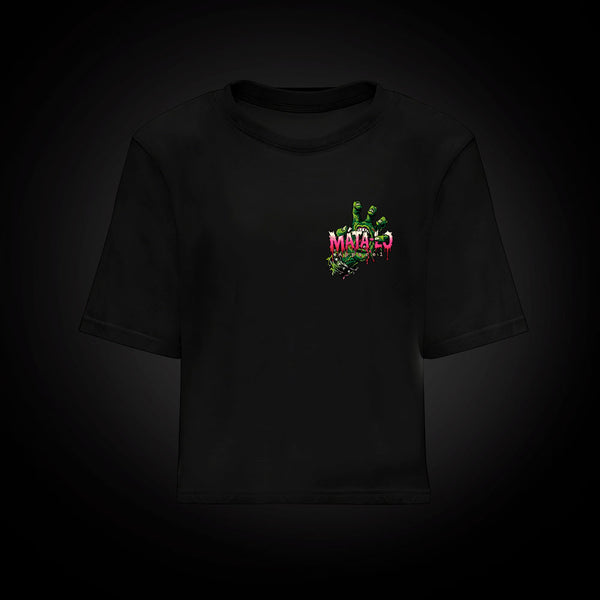 Camiseta croptop Hand en negro, frontal