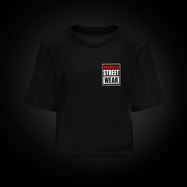 Camiseta croptop Retro Vision en negro, frontal