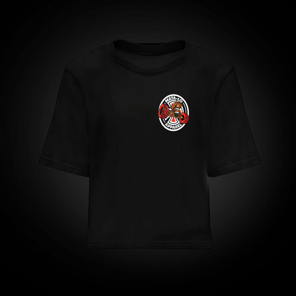 Camiseta croptop Retro Indi en negro, frontal