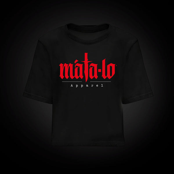 Camiseta croptop Iconic Máta-lo Rojo en negro