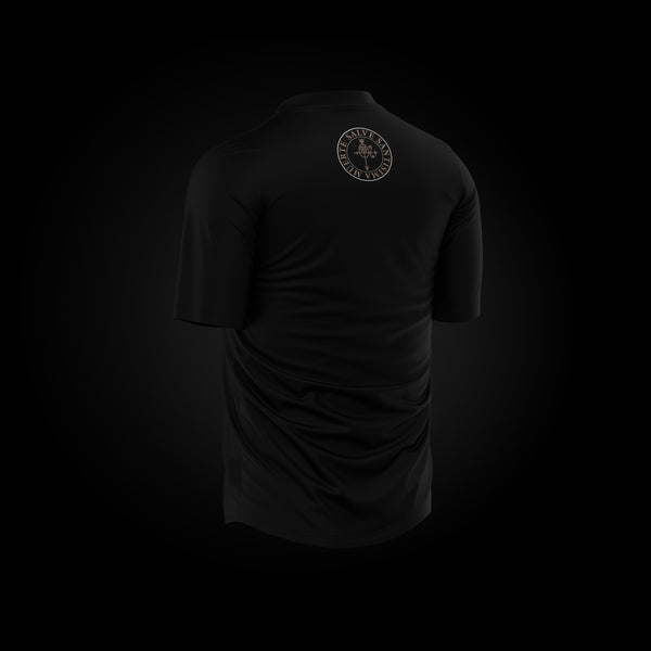 Camiseta oversize Santa Muerte Limited Gold en negro, espalda